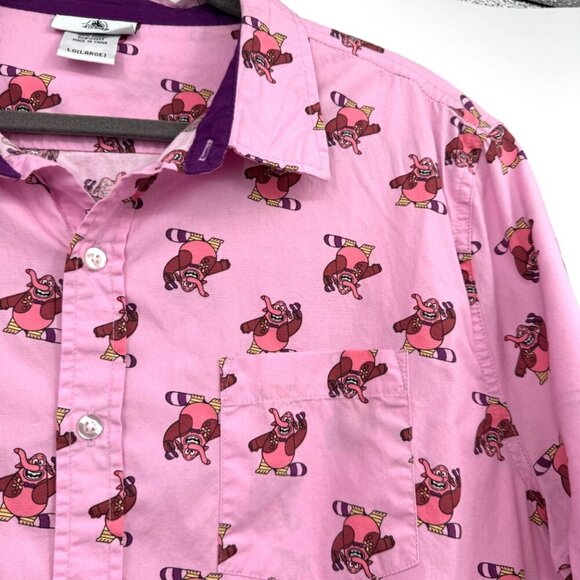 New Disney Parks Pixar Inside Out Bing Bong Pink Button Down Hawaiian Camp Shirt - Picture 3 of 11